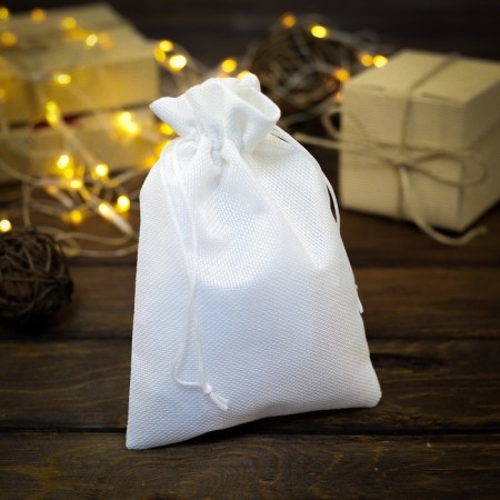 Gift bag from canvases, white, 15 x 21 cm