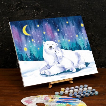 New Year's picture on numbers on canvas with the subframe "New Year! Polar bears ", 40 × 50 cm-2