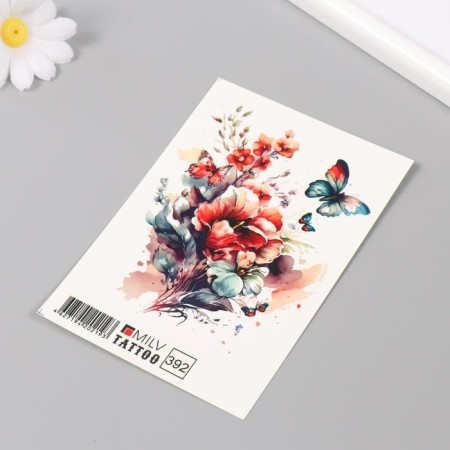 Tattoo on the body "Flowers" 10x15 cm-1