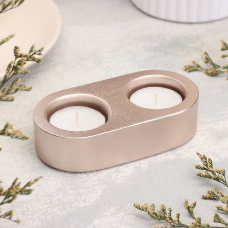 Gypsum Climber from gypsum for two candles oval, 12x6x3cm, champagne