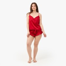 Women's pajamas (T-shirt, shorts) minku: Light touch burgundy color, rr 48