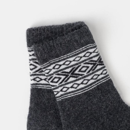 Male socks from Mongolian wool with a pattern, black color, size 27 (40-42)-1