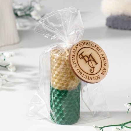 Candle from wax, honey-green, 8 cm-1