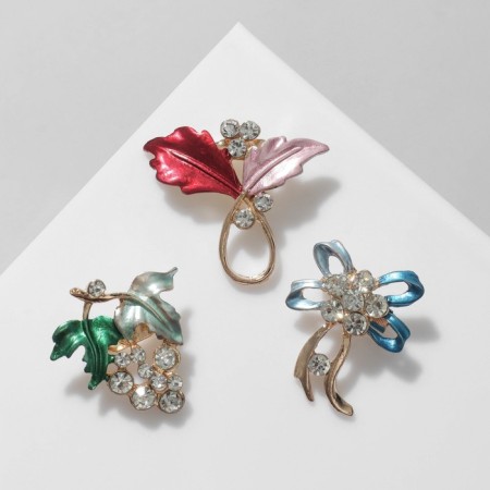 Brooch "Flower Books", Mix shape, Mix color in gold (indivisible packing 12 pcs., Price per pcs.)-1