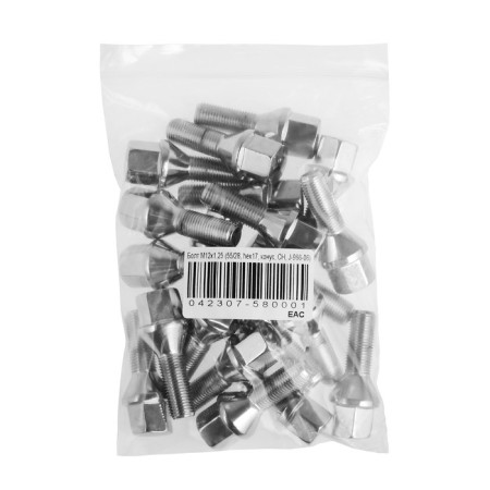 Bolt M12X1.25, L = 55, h = 28 mm, key 17, cone, chrome, J-966-06-2