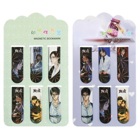 A set of magnetic bookmark for books Calligrata 6 pieces, "anime", mix-1