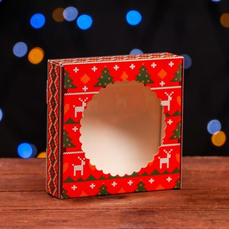 Gift box team with the window "New Year ornament", 11.5 x 11.5 x 3 cm-1