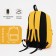 Youth backpack from textiles, 2 parts on lightning, 3 pockets, yellow color