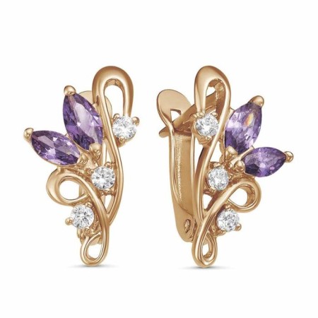 Earrings "violet", pink gilding, white-lilac color