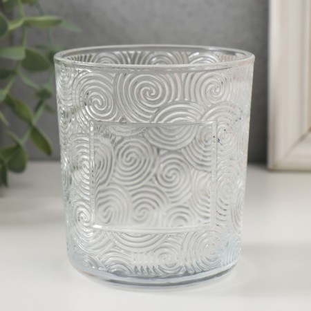 Bank for candles glass "Whirlwind" transparent 350 ml 8.5x8.5x10 cm