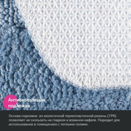 A set of mats for the bathroom IDDIS, 65x45 cm, 45x45 cm, microfiber, blue color-3