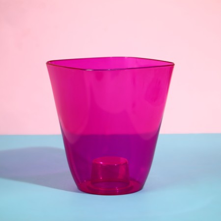 Pot for orchids, 2.5 l, 16.4 × 18.5 cm, plastic, transparent raspberry
