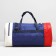 Sports bag with lightning, external pocket, long belt, white/blue/red color