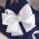 Hair gum "Schoolgirl" Bant Double Atlas Flower, 12 cm, white