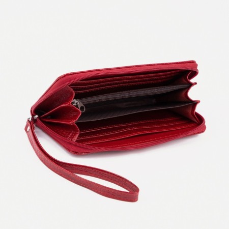Women's wallet with a zipper, with a pen, red color-2