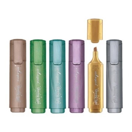 A set of textbook markers 6 colors, 5.0, Devente Sparkle Metallic, with sparkles, mowed