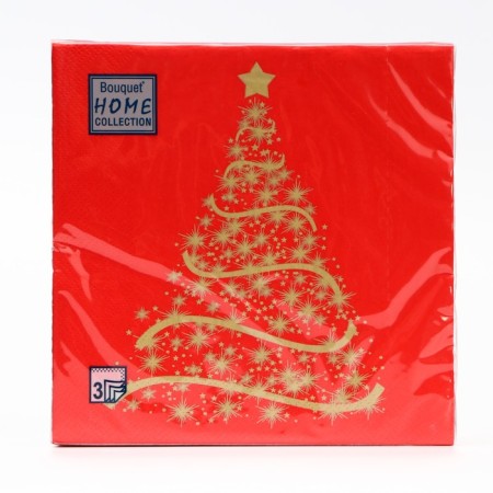 New Year's napkins Paper Home Classic "Magic spruce on red", 3 layers, 33x33 cm, 20 pcs-2