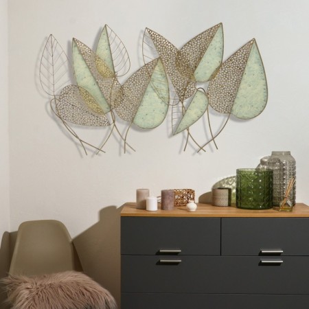 Wall metal decor "leaves" white with gold 65x8x112 cm