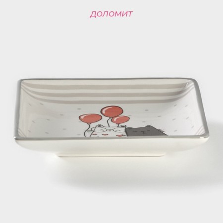 Serving share "Cozy cats", 15 × 15 × 3 cm, white color-1