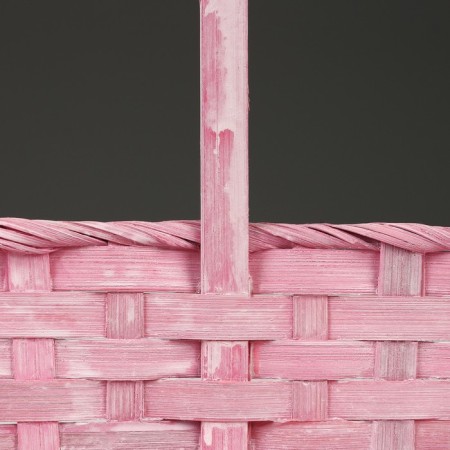 Wicker basket, 21.6 x 21.6 x 10/38 cm, pink, bamboo-3