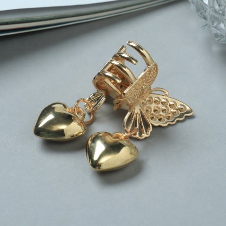 Hair crab "Milad" hearts, 2.5 cm, gold-1