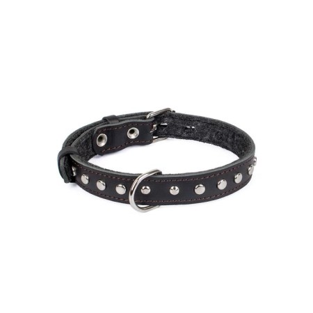 Leather collar with a lining decorated "Zononic", Osh 25-52 x 2.5 cm, mix of flowers-8