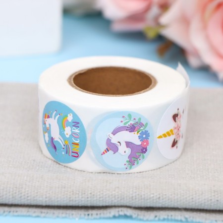 Stickers in the roll "Unicorn", 500 pcs, 2.5 x 2.5 cm-1