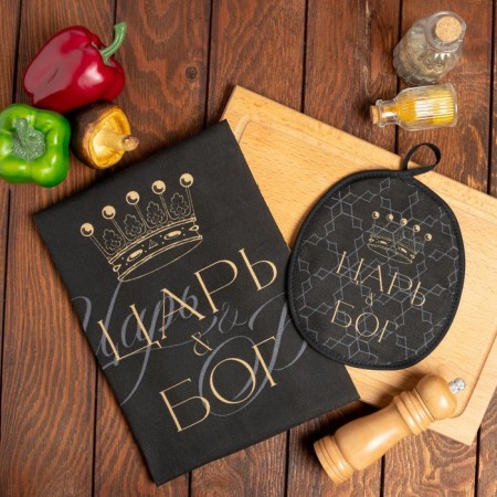 Kitchen set (2 objects) “crown”, towel 35x60 cm, tack 20x20 cm