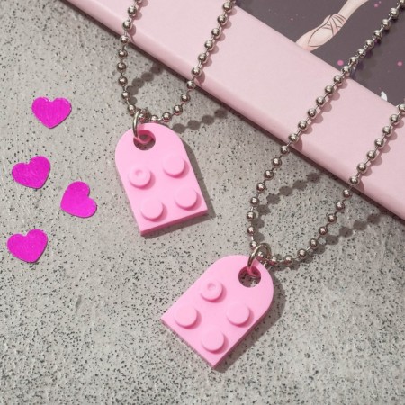 Kulons "Demetrons" Lego, bright pink color in silver, 60cm-3