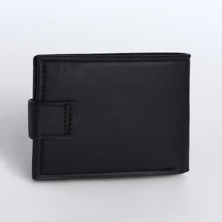 Men's purse on the button, a department for cards, coins, black color-2