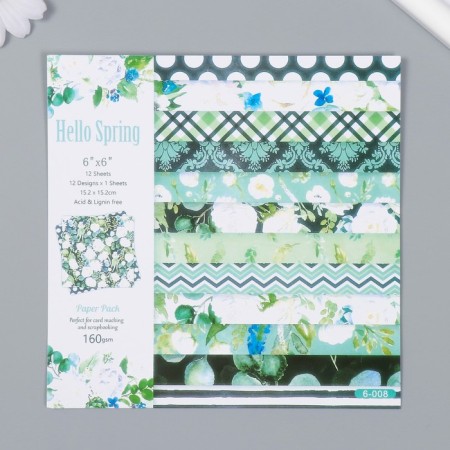 A set of scrapbooking paper 12 sheet 12 designs "Hello, spring!" 160 gr 15.2x15.2 cm-4