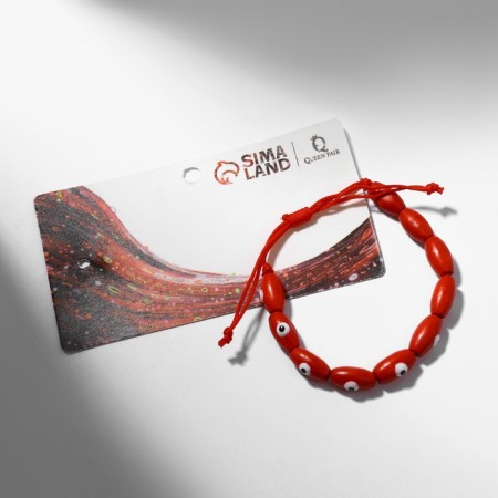 Bracelet-cooker "eyes", wooden risins, red color-4