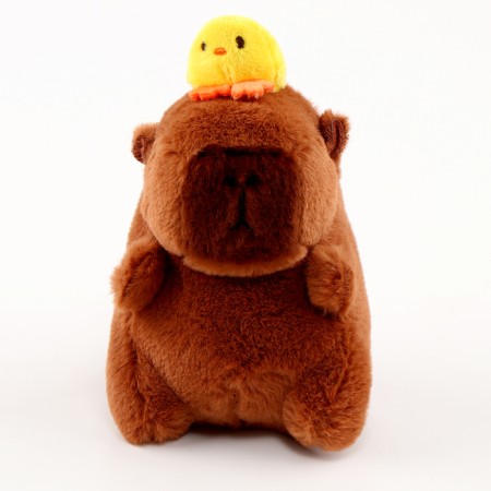 Soft toy "Capybara with a duck", on a key fob, 13 cm-1