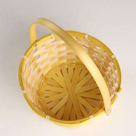 Wicker basket, d21xh24 cm, yellow, bamboo-2