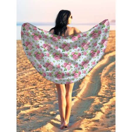 Pareo and beach rug "Bouquet of roses", D = 150 cm