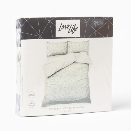 Lovelife linen Duet Tulips 143x215sm-2pcs, 225x240cm, 50x70cm-2pcs, Aard, 100% P/E, 100G/M2-4