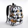 A backpack with a zipper, 3 outer pockets, black/yellow color