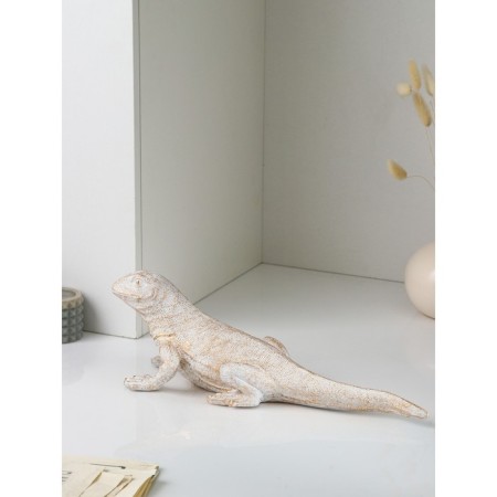 Figure "Varan", polystone, 14 cm, white-golden color-1