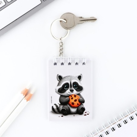 Key keychain notebook "Raccoon", 5.5 x 7.5 cm-2
