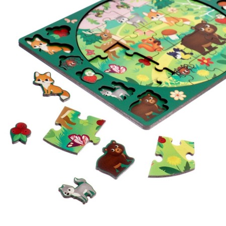 Puzzle wooden musical "Forest and its inhabitants"-1