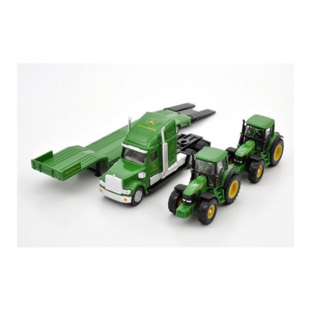 John Deere toy tractor with two tractors, green, scale 1:87-1