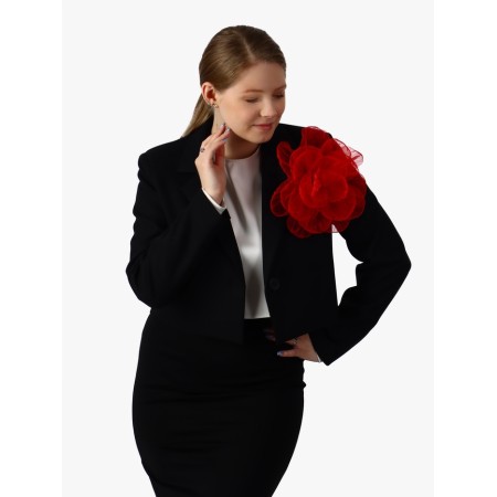 Tekstil “flower” brooch voluminous, weightless, red color-2