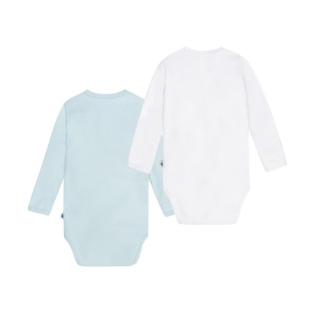 Body baby with a long sleeve "Goroshinka", height 68 cm, color white, blue, 2 pcs-1