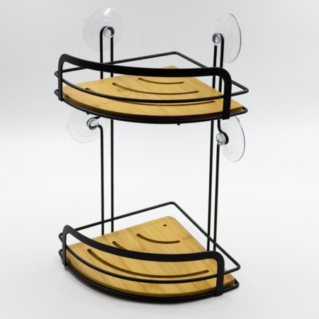 Wall corner shelf 2-tier Joy Home, bamboo
