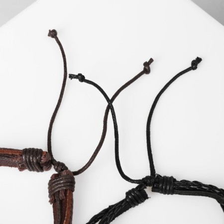 Bracelet unisex "interweaving" pigtail, 4 threads, black-brown color, d = 7 cm-1