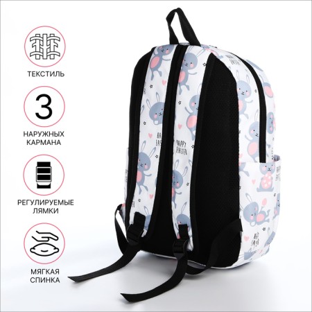 Youth backpack from lightning textiles, 3 pockets, waist bag, white color-2