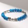 Bracelet amulet "Glazik" turtles, blue color in silver, 6 cm