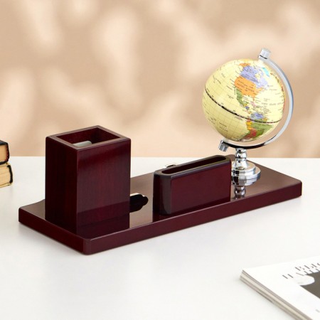 Table 5V1C set by a business card and clock, cherry-2