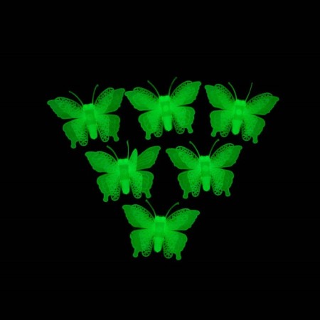 A set of luminous decor "butterflies" 6 pcs., Green, 7 × 5.5 × 5 cm, mix-1