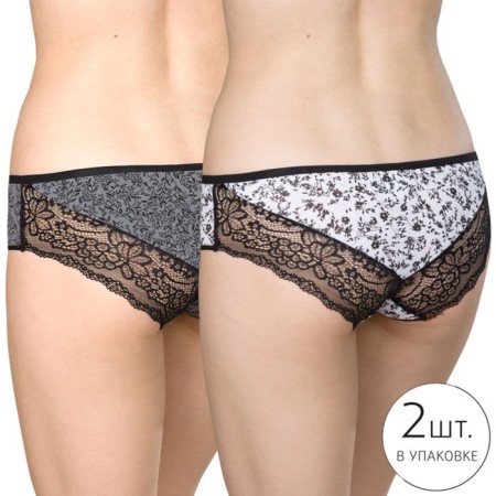 Women's underpants, size 46 is gray, white, 2 pcs